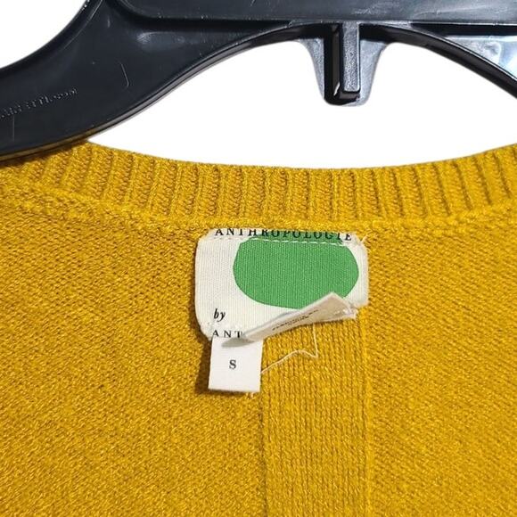 Anthropologie Mustard Yellow Long Sleeve V-Neck Pullover Sweater Size Small - Picture 4 of 5